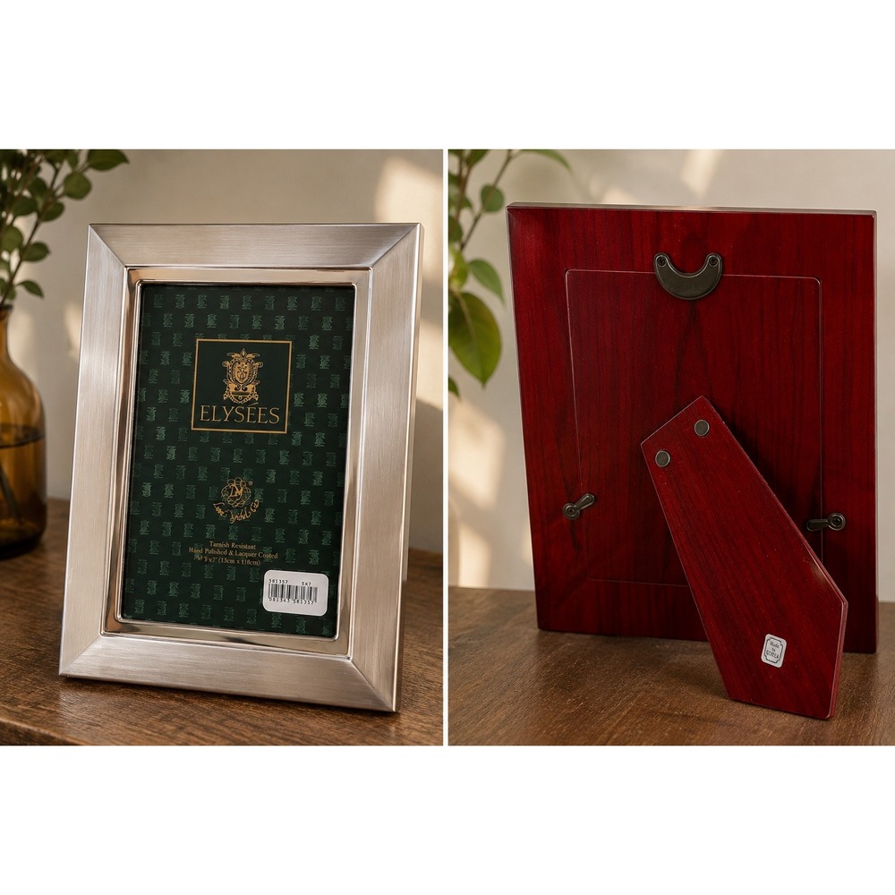Vintage Elysées 5x7 Silver Picture Frame Redwood Easel Back Tarnish Resistant